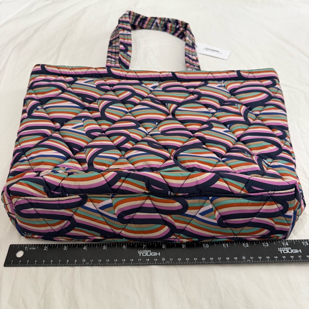Vera Bradley Large Retro Ribbons Ultralight East West Tote Preppy Travel NWT - Picture 14 of 14